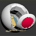 Egg Shaped Pod Interior With Yellow Blue Seats And White Exterior Red Base