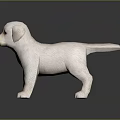 White Puppy Standing On Black Glossy Surface With Grey Background 3d model