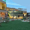 Bright Commercial Street With Glass Roof Hanging Lights And Spacious Plaza Ground