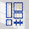 Modern Blue and White Geometric Square Wall Decor with Modular Panels 3d model