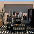 Modern Cloakroom Interior Design With Hangers And Organized Suits Shirts Shoes Storage