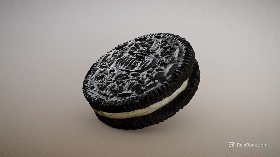 Delicious Oreo Cookie With Chocolate Biscuit Vanilla Cream Filling And Crunchy Top 3d model 