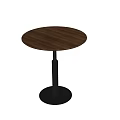 Round Wooden Table With Modern Design And Sturdy Metal Base