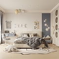 Modern Children's Bedroom Boys' Room Children's Room Blue Double Bed Children's Bed 3d model