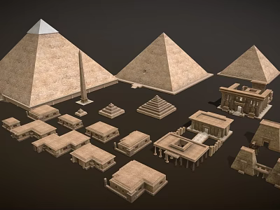 Ancient Architecture Models With Pyramids Obelisk Temple Structures And Stepped Platforms 3d model