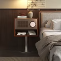 Modern Bedroom Decorative Cabinet With Table Lamp Vase And Books On Wooden Stand