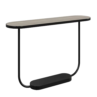 Modern Console Table With Wooden Top And Black Curved Metal Legs 3d model
