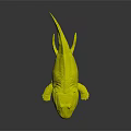 3D Rendered Prehistoric Aquatic Reptile Character with Streamlined Body Yellow Green Skin and Sharp Teeth