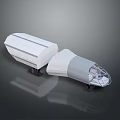 3D Model of Modern Transport Vehicle With White Trailer Transparent Cockpit and Wheels
