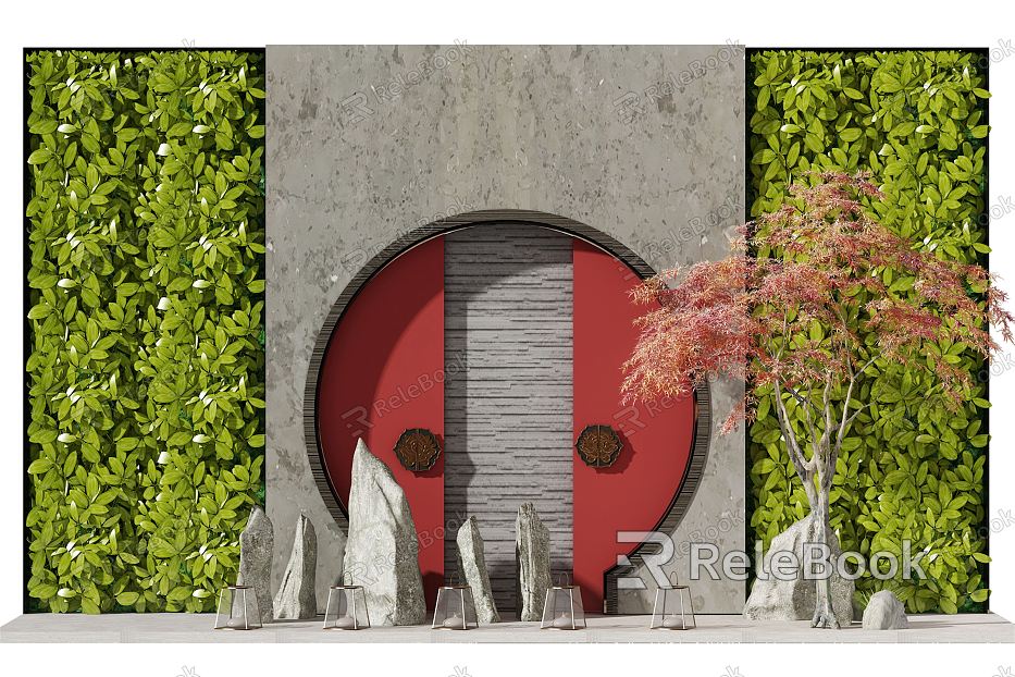 New Chinese Style Landscape Wall Courtyard Landscape Wall model