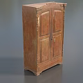 Vintage Wooden Wardrobe with Intricate Carved Details and Double Doors Design