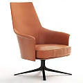 Modern Brown Leather Office Chair with High Back Design and Black Metal Base