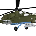 Green Military Helicopter Front View With Rotor Blades Cockpit Windows Weapon Systems And Landing Gear