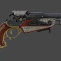 Vintage Engraved Revolver With Wooden Grip Decorative Metal Parts And Classic Design