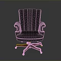 Black Leather Office Chair with Tufted Backrest Armrests and Red Wheeled Base