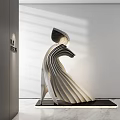 Modern Wave Shaped Carved Sculpture With Layered Structure And Light Shadow Effect In Interior Space 3d model