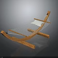 Elegant Wooden Hammock With White Netting Sturdy Frame And Soft Cushion