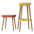 Modern Bar Stool Bar Chair Low Stool Combination 3d model