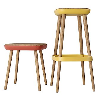 Modern Bar Stool Bar Chair Low Stool Combination 3d model