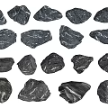 Various Black Rockery Stones With White Veins For Garden Landscape Design