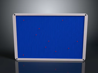 Blue Notice Board With White Frame And Red Decorative Dots For Household Use 3d model