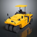 Yellow Construction Road Roller With Operator Cab And Heavy Duty Rollers 3d model