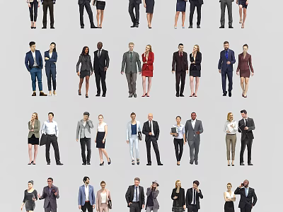 Diverse Group of People Wearing Business Attire and Casual Fashionable Outfits Standing Together 3d model