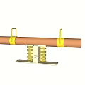 Seesaw With Brown Plank Yellow Handrails And Spring Base Design