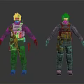 Dual Pose Tactical Game Movie Character With Helmet Vest Knee Pads Firearm And Dark Clothing