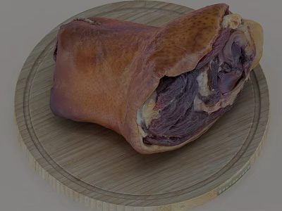 Sliced Roasted Pork Knuckle on Wooden Cutting Board with Juicy Tender Texture 3d model