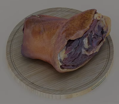 Sliced Roasted Pork Knuckle on Wooden Cutting Board with Juicy Tender Texture 3d model