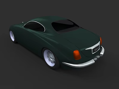 Dark Green Classic Coupe Car With Silver Accents And Alloy Wheels Design 3d model