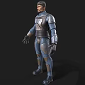 Man In Blue And Silver Armor 3D Character Model With Detailed Design