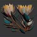 Vibrant Decorative Plant Featuring Orange Petals And Blue Leaves Design