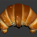 Golden Buttery Flaky Croissant With Shiny Layered Texture On Black Surface