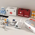 Essential Medical Devices Including First Aid Kits Stethoscope Blood Pressure Monitor And Supplies