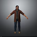 Man Wearing Red Coat Gray Shirt Blue Jeans And Brown Shoes Standing Pose 3D Rendered