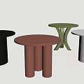 Modern Stylish Round Side Tables With Different Leg Designs And Colors 3d model