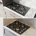 Modern Kitchen With Stylish Gray And White Cabinets Featuring Marble Countertops And Built In Appliances
