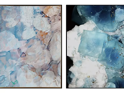Abstract Paintings With Soft Pastel Tones Blue Crystal Shapes And Textured Layers 3d model
