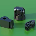 Black Mechanical Parts On Green Background With Block And Hollow Structures