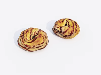 Homemade Cinnamon Swirl Rolls With Golden Brown Layers And Sweet Filling 3d model