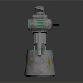 Futuristic Energy Weapon With Green Glowing Barrel Yellow Lightning Symbol And Mechanical Design