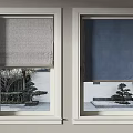 Various Window Roller Blinds In Different Colors For Modern Home Windows With Garden Views