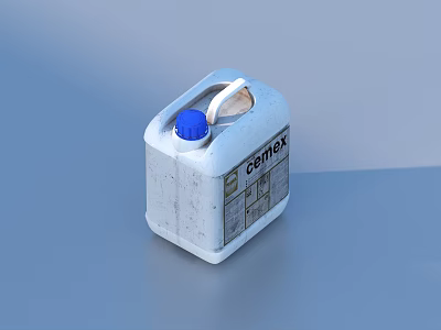 White Plastic Household Cleaning Container With Blue Cap Handle And Ciftex Label 3d model
