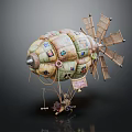 Balloon Shaped Amusement Ride Featuring Colorful Patterns Propellers And Suspended Design