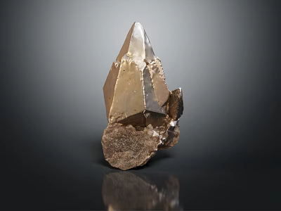 Wooden Stone Natural Crystal Specimen With Geometric Facets Shiny Surface And Rough Base 3d model