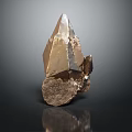 Wooden Stone Natural Crystal Specimen With Geometric Facets Shiny Surface And Rough Base