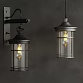Modern Metal Lighting Fixtures With Glass Shades And Dark Wall Background