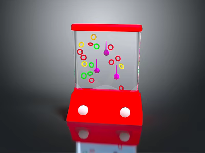 Red Transparent Decorative Item Featuring Colorful Circles Lines And White Balls At Base 3d model
